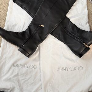 Jimmy Choo Black Pebbled Leather Over-the-Knee Boots
No box. Dust bags included